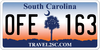 SC license plate OFE163