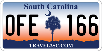 SC license plate OFE166