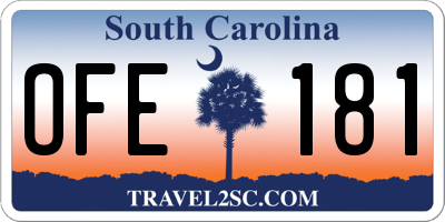 SC license plate OFE181