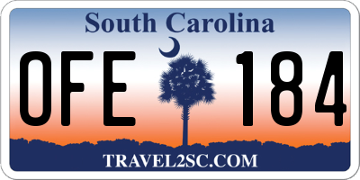 SC license plate OFE184