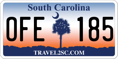 SC license plate OFE185
