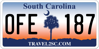 SC license plate OFE187