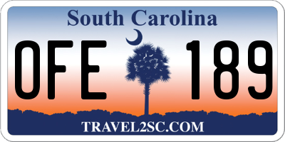 SC license plate OFE189
