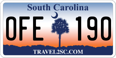 SC license plate OFE190