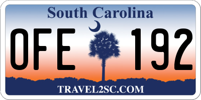 SC license plate OFE192