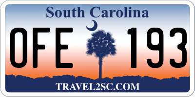 SC license plate OFE193