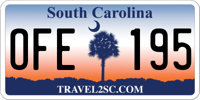 SC license plate OFE195