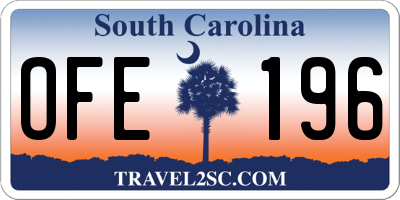 SC license plate OFE196