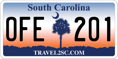 SC license plate OFE201