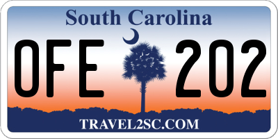 SC license plate OFE202
