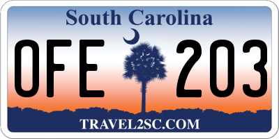 SC license plate OFE203