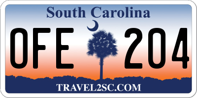 SC license plate OFE204