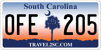 SC license plate OFE205
