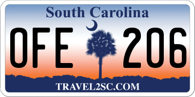 SC license plate OFE206