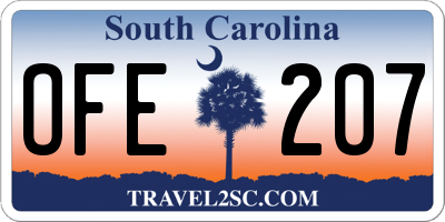SC license plate OFE207