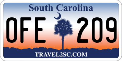 SC license plate OFE209
