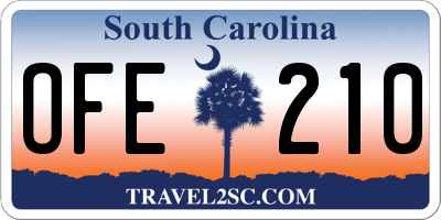 SC license plate OFE210