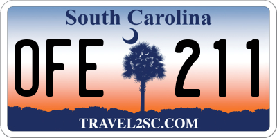SC license plate OFE211