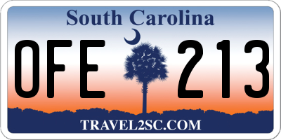 SC license plate OFE213