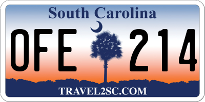 SC license plate OFE214
