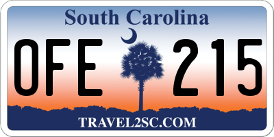 SC license plate OFE215