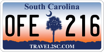 SC license plate OFE216