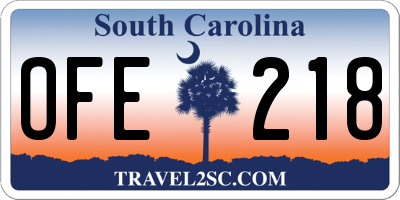SC license plate OFE218