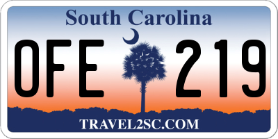 SC license plate OFE219