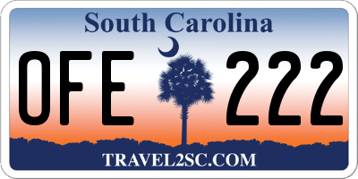 SC license plate OFE222