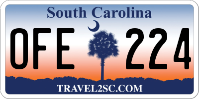 SC license plate OFE224