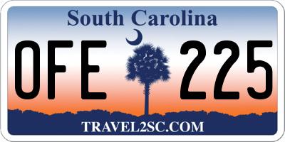 SC license plate OFE225