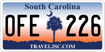 SC license plate OFE226
