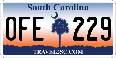 SC license plate OFE229