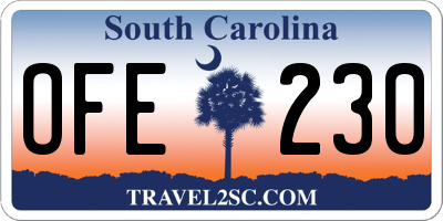 SC license plate OFE230