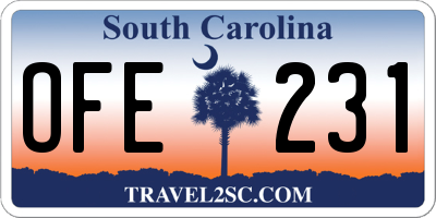 SC license plate OFE231