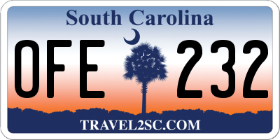 SC license plate OFE232