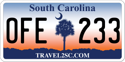 SC license plate OFE233
