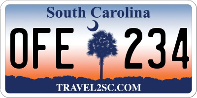 SC license plate OFE234