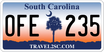 SC license plate OFE235