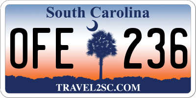 SC license plate OFE236
