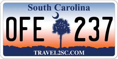 SC license plate OFE237