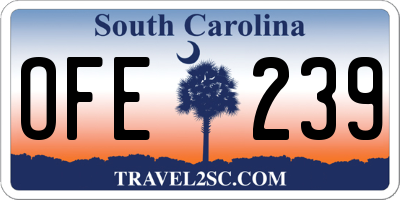 SC license plate OFE239