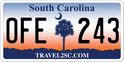 SC license plate OFE243