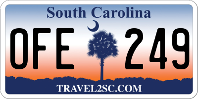 SC license plate OFE249