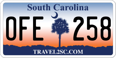 SC license plate OFE258