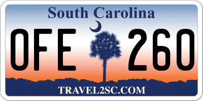 SC license plate OFE260