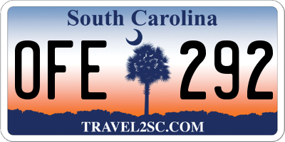 SC license plate OFE292