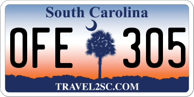 SC license plate OFE305