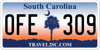 SC license plate OFE309