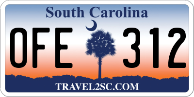 SC license plate OFE312